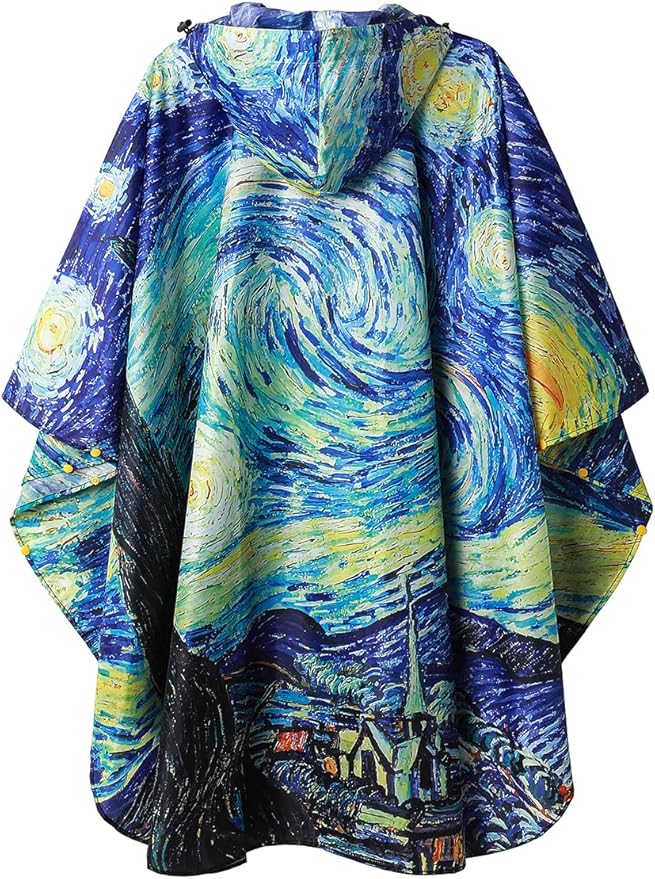 SaphiRose Rain Poncho Jacket Coat Hooded for Adults with Pockets