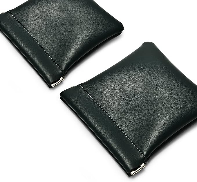 PU Leather Jewelry Travel Bag Leather Jewelry Pouch Christmas,Wedding Party Favor Gift Bag (S, Dark Green)