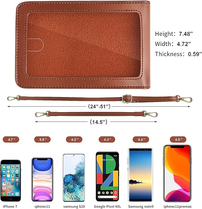 Crossbody Cellphone Purse Women Touch Screen Bag RFID Blocking Wallet Handbag Shoulder Strap