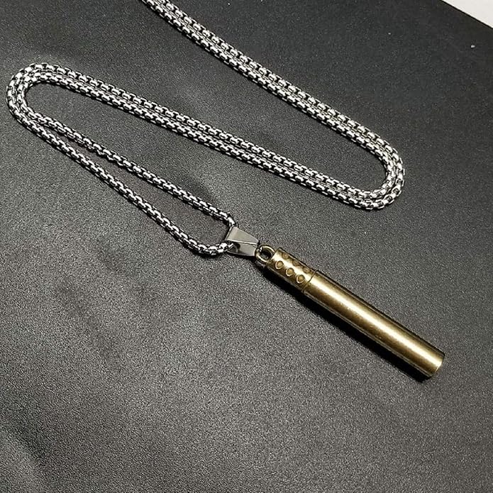Emergency Survival Whistle Pendant Necklace for Men Women, Titanium Steel Loud Coach Whistle Necklace with Chain, Portable Keychain Whistle for Life Saving, Hiking, Camping and Pet Training