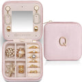 Vlando Travel Jewelry Organizer for Women, Travel Jewelry Organizer, Necklace Organizer Earrings Ring Organizer, Jewelry Travel, Travel Gifts for Women Travel Essentials - Letter Q, Pink