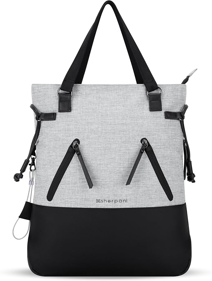 Sherpani Tempest, Anti Theft Convertible Backpack Tote, 14L Travel Backpack, Travel Gifts for Women, Handbags, RFID Protection, Metal Hardware, Fits 15” Laptop (No Sleeve) (Sterling)