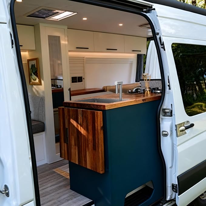 RV Sink 13x15x9, Compact Workstation Bar Sink with Foldable Faucet, Cutting Board & Stainless Steel Grid, Undermount Single Bowl Camper Sink