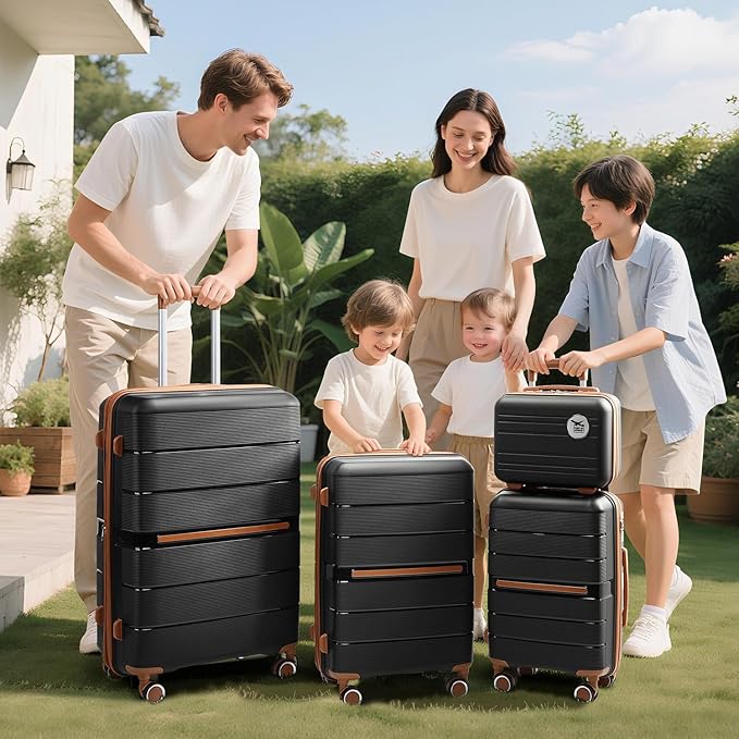 4-Piece Hardshell Luggage Set with TSA Locks, Expandable Suitcases and Silent Spinner Wheels - Vibrant Colors for Easy Identification (14/20/24/28 Inch) - Family Travel Suitcase Sets