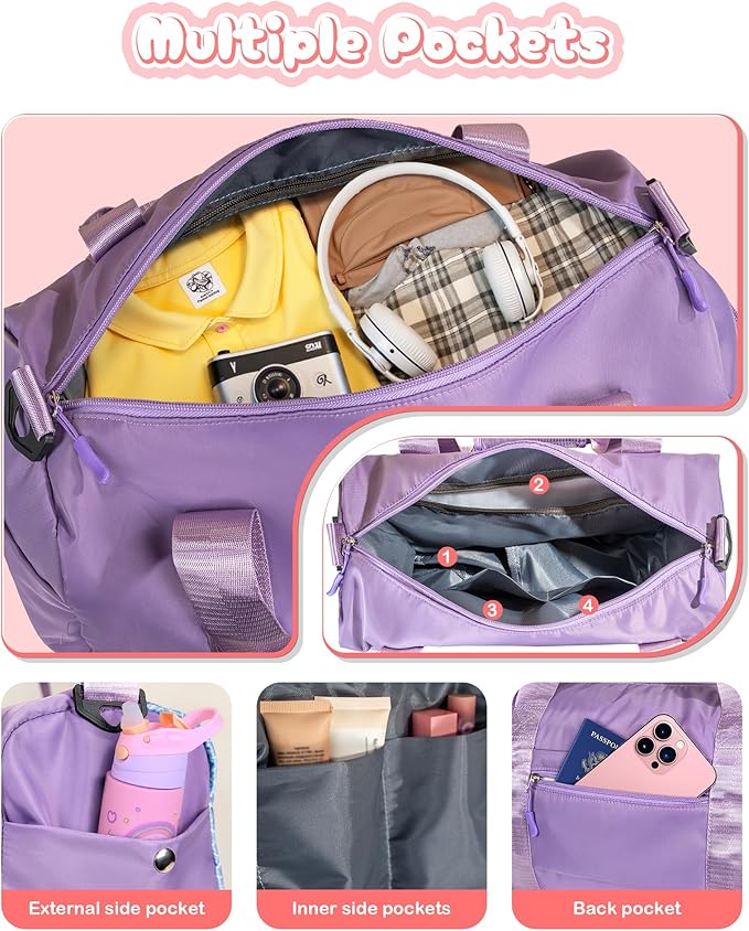 4 Year Old Girl Birthday Gifts-Girl Gym Bag with Shoe Compartment, Kid Personalized Weekender Overnight Bags, Initial Travel Tote with Makeup Pouch, Valentines Day Gift for Girls (Letter R)