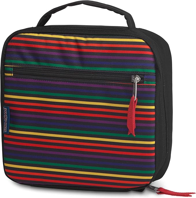 JanSport Lunch Break Insulated Cooler Bag - Leakproof Picnic Tote, Rainbow Stripes