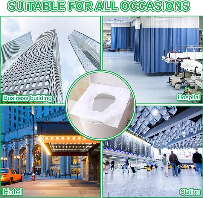 YGDZ Toilet Seat Covers Disposable, 110pcs Flushable Travel Disposable Toilet Seat Covers for Adults Kids Potty Training, Travel Essential Accessories for Airplane, Road Trips, Camping