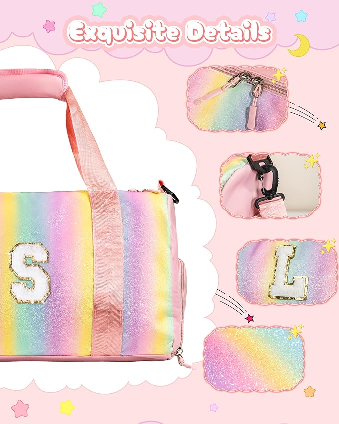Birthday Gift for Granddaughter-Girl Gym Bag with Shoe Compartment, Kid Personalized Weekender Overnight Bags, Initial Travel Tote with Makeup Pouch, Christmas Gifts for Girls (Letter Z)
