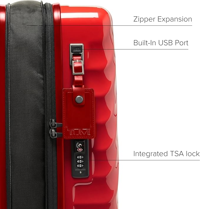 TUMI - 19 Degree International Expandable 4 Wheeled Carry-On - Hard Shell Suitcase - 21.8" X 14.0" X 9.0" - Red