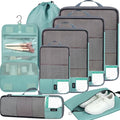 BAGAIL 4 Set/6 Set/8 Set Compression Packing Cubes Travel Accessories Expandable Packing Organizers(HalfMesh,8-DustyBlue)