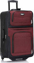 Travel Select Amsterdam 25-Inch Softside Expandable Rolling Upright Luggage, Lightweight 2-Wheel Suitcase with Push-Button Handle, Burgundy
