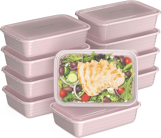 Bentgo 20-Piece Lightweight, Durable, Reusable BPA-Free 1-Compartment Containers - Microwave, Freezer, Dishwasher Safe - Blush Pink