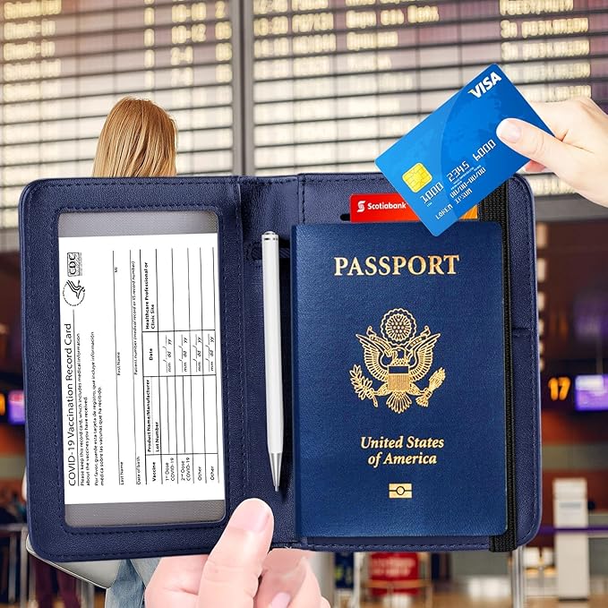 ZOPPEN Passport Holder Wallet, Passport Cover Travel Wallet Women Travel Essentials Accessories Document Organizer Travel Must Haves Rfid Blocking Cover Case for Women and Men, Blue