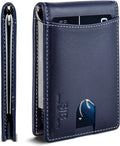 SERMAN BRANDS RFID Blocking Slim Bifold Genuine Leather Minimalist Front Pocket Wallets for Men with Money Clip Thin Gift