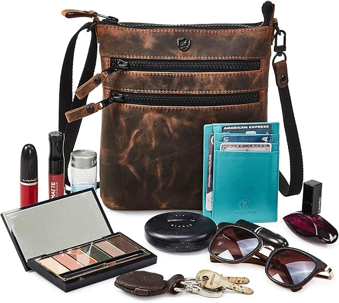 Crossbody Sling Bag for Women Small Real Leather Purse Vintage Travel Crossover Shoulder Bag Handmade