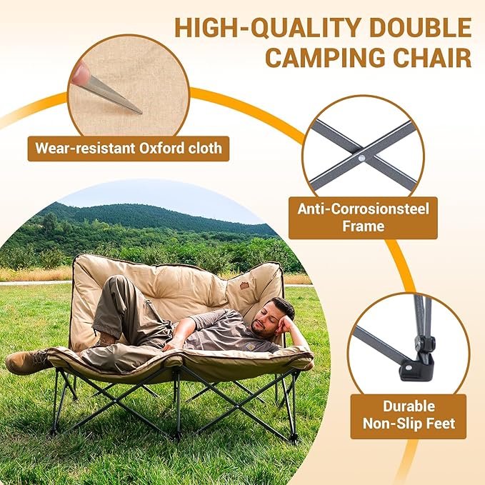 KingCamp Butterfly Chair Oversized XL Saucer Chair for Adults Padded Folding Comfy Camping Chairs for Teens Kids 300lbs Heavy Duty with High Back for Bedroom Living Room Dorm Rooms Outdoor Patio Lawn