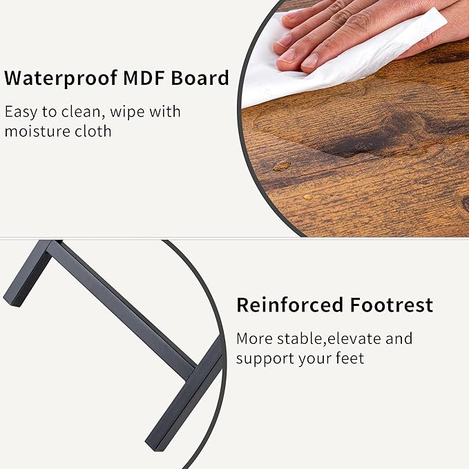 Foldable TV Trays, Small Folding Table, TV Trays Set of 2, TV Dinner Tray, Side Table for Bed, Couch, Portable Easy to Move, Brown