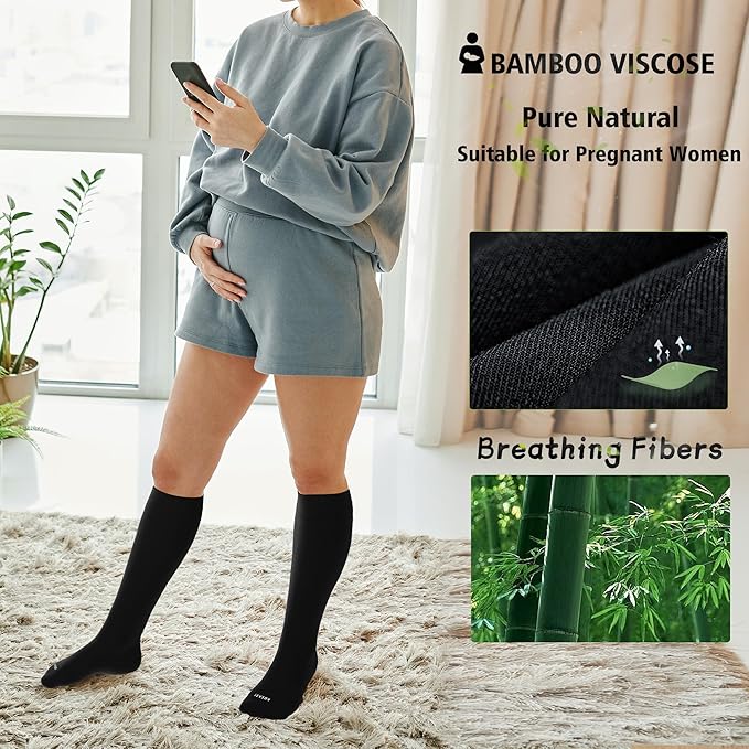 LEVSOX Compression Socks for Pregnant Women 20-30 mmHg Knee High Cute Funny Mens Supports Socks for Nurses, Medical, Travel