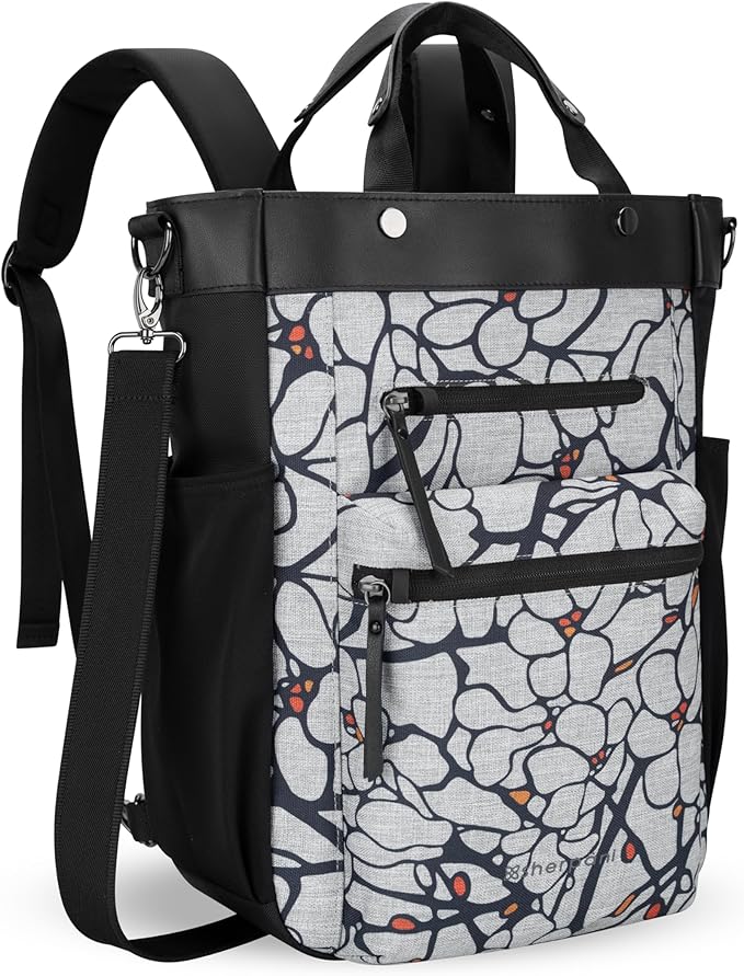 Sherpani Soleil, Anti Theft Convertible Backpack, 3 in 1 Tote Bag, Crossbody Bag, Cross Body Purse, 18L Travel Backpack for Women, RFID Protection, Metal Hardware Fits 13” Laptop (Sakura Pro)
