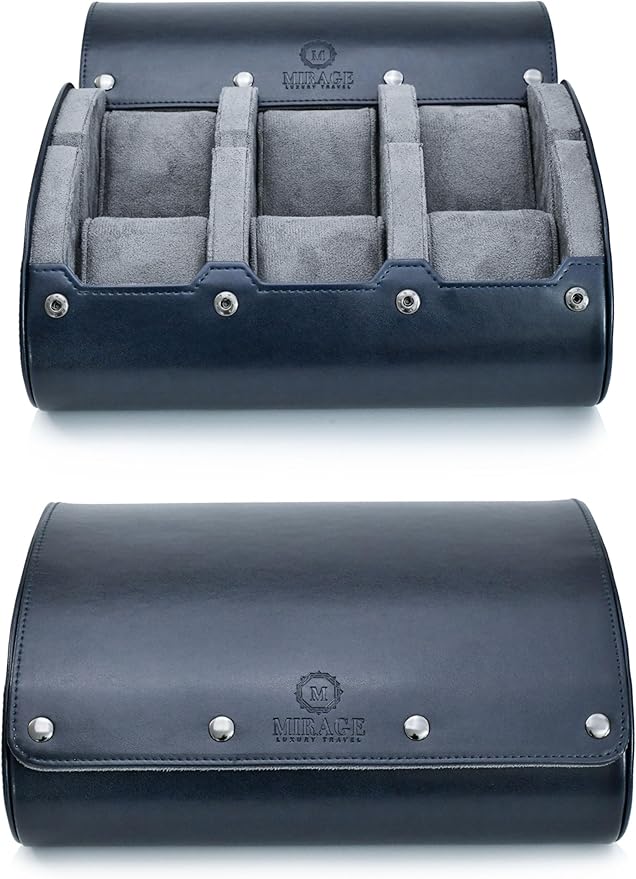 Watch Roll Case for Travel 6 slot Watches Organizer - Midnight Blue