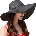 DRESHOW Beach Hats for Women Big Straw Wide Brim Summer Hat Floppy Foldable Roll up Cap Sun Hat UPF 50+