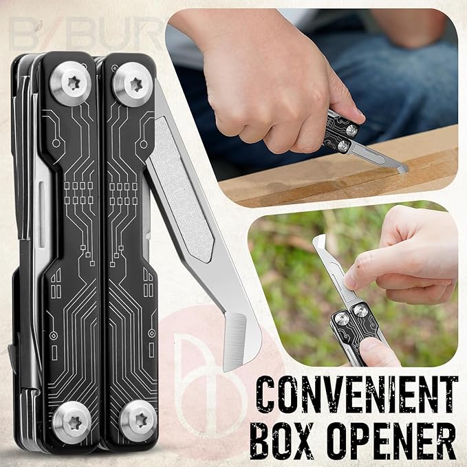 BIBURY Mini Keychain Multitool Scissors B12062B, 9 in 1 Multitool EDC Scissors with Screwdriver, Bottle Opener, Pocket Knife, Spring -Mini Multi Tool for Outdoor, Daily Use, Gifts for Men and Women