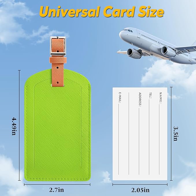 3 Pack Luggage Tags for Suitcases, TSA Approved Bag Tags, Baggage Tags with Privacy Protection, Travel Essentials Luggage Accessories, Green & Brown