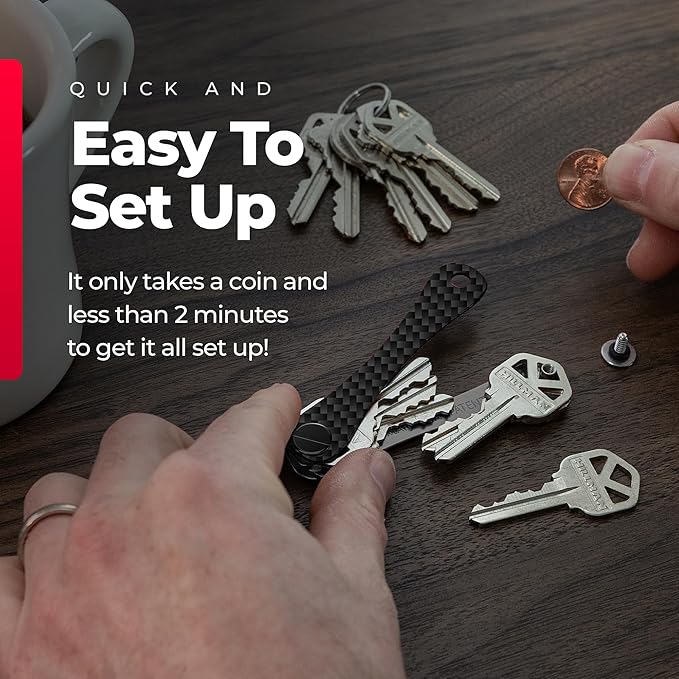 KEYSMART Key Holder for Keychain - Compact Key Organizer for Key Chain, Minimalist Clutter-Free EDC Keychains Key Ringys, Carbon Fiber 3k, 14 Keys