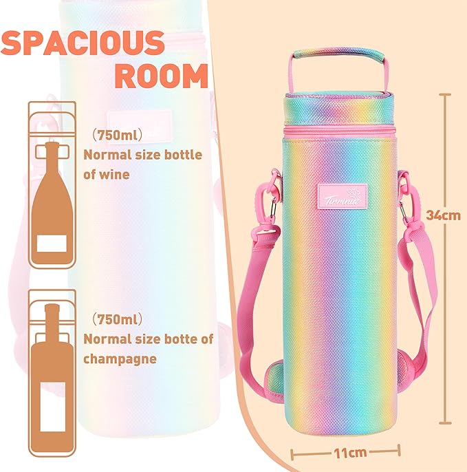 Tirrinia Single Bottle Wine Carrier Bag, Insulated Travel Cooler Tote with Shoulder Strap for Picnic, Party, BYOB Restaurant, Portable One Bottle Chiller Container, Gift for Wine Lovers