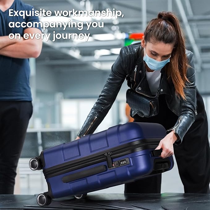 Hardside Carry On Luggage 22x14x9 Airline Approved with Spinner Wheels, Lightweight 20-inch Carry-On Suitcase for Men & Women, Blue