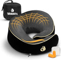 Travel Pillow - Airplane Neck Pillow with 360° Support - 100% Pure Memory Foam Flight Pillow for Sleeping on Airplanes - Travel Neck Pillow for Traveling