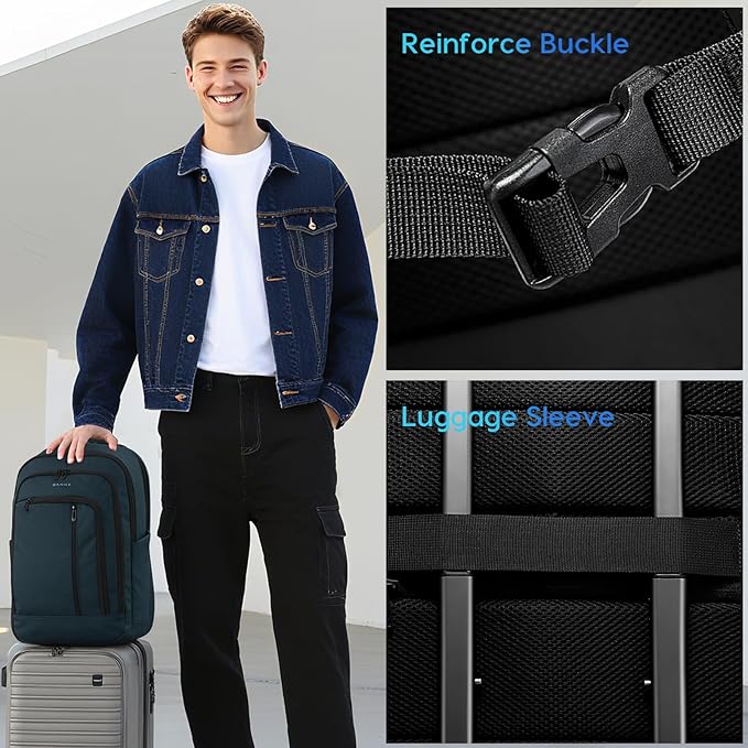 BANGE 28L Slim Laptop Backpack for Men & Women, 15.6 Inch Business Backpack, Lightweight Travel Backpack, Waterproof Work Commuter Backpack, Hiking Daypack for Office, Outdoor, and Daily Use
