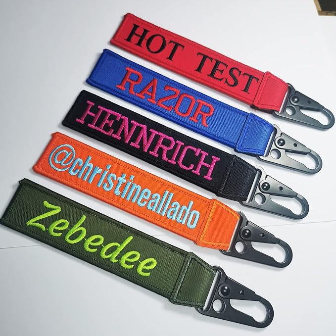 Custom Luggage Tags, Custom Personalized Luggage tag Name, Embroidery Key Ring Accessories for Car, Luggage, Crate,Gear