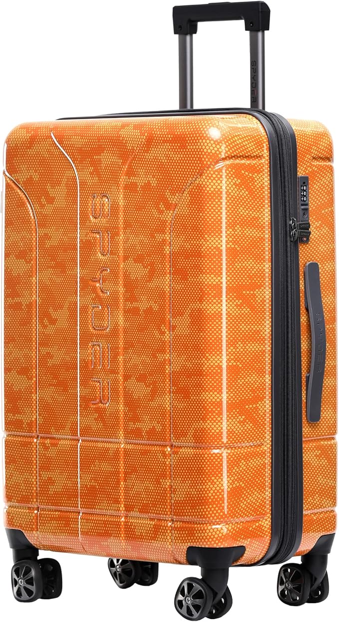 Spyder Matrix 25 Inch Medium Checked Luggage Expandable Hardside Upright Suitcase with 360° Spinner Wheels, TSA Approved Lock, Orange