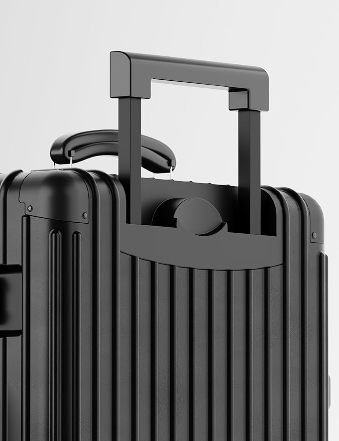 KARGO 20 Inch Carry-On Luggage - Polycarbonate Hard Shell Suitcase with Aluminum Corners, Smooth-Rolling Wheels, Leather Handle, Aluminum Frame Luggage, Zipperless TSA Lock (Black, 20 Inch Carry-On)