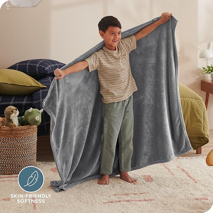 Bare Home Fleece Blanket - Baby Size - Ultra-Soft Lightweight for Bed, Sofa, and Couch - Luxury Microplush - Cozy Warm Blanket (Baby, Grey)