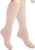 Cotton Compression Socks for Women & Men. 15-20 mmHg Support Knee-High Nude X/W