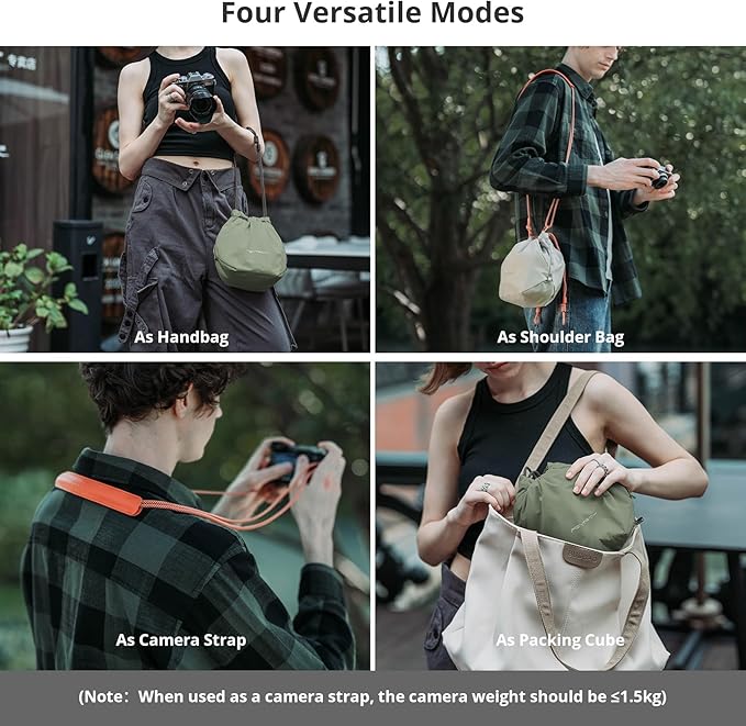PGYTECH OneGo Drawstring Small Camera Bag, Leather Soft Camera Pouch compatible with Mirrorless Cameras/Nikon/Canon/Sony/Fuji Camera Case