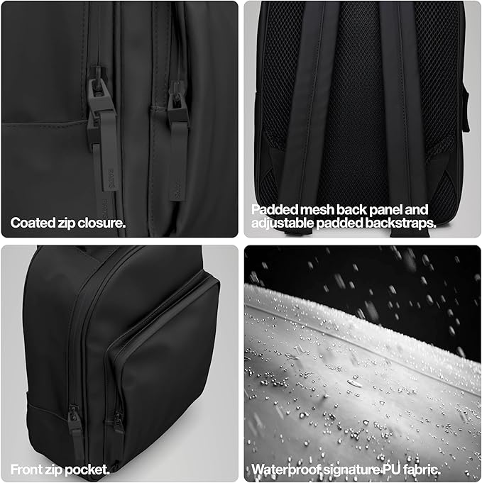 RAINS Large Book Daypack, Backpack, Laptop Bag, Waterproof, 2 Year Warranty, Black