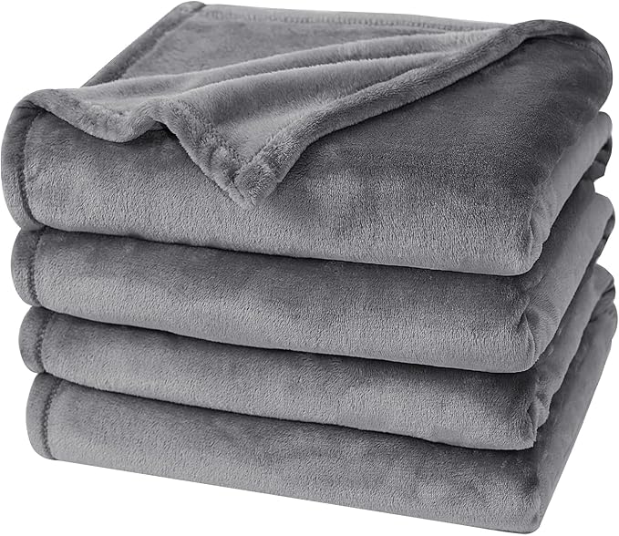 PHF Ultra Soft Fleece Blanket King Size, No Shed No Pilling Luxury Plush Cozy 300GSM Lightweight Blanket for Bed, Couch, Chair, Sofa Suitable for All Season, 108" x 90", Grey