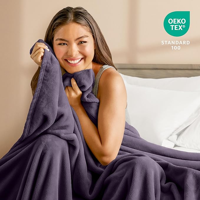 Bare Home Fleece Blanket - Twin/Twin Extra Long - Ultra-Soft Lightweight for Bed, Sofa, and Couch - Luxury Microplush - Cozy Warm Blanket (Twin/Twin XL, Eggplant)