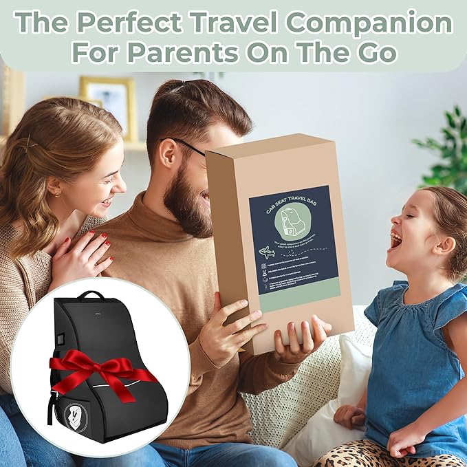 Padded Car Seat Travel Bag for Airplane – Waterproof Heavy Duty Carseat Backpack for Airport – Fits Infant, Convertible & Booster Seats – Airline Approved Travel Car Seat Cover