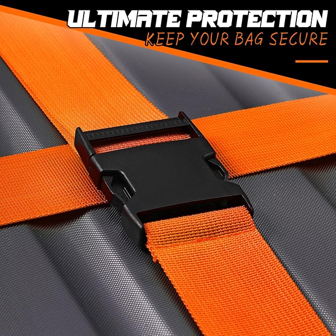 Eccliy 12 Pack Luggage Straps Suitcase Belts Wide Adjustable Packing Straps Travel Belts Accessories for Business Packing(Orange)