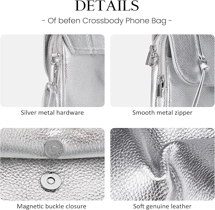 befen Genuine Leather Small Crossbody Bags for Women, Multi Pocket Cell Phone Crossbody Purse with RFID Blocking Card Slots