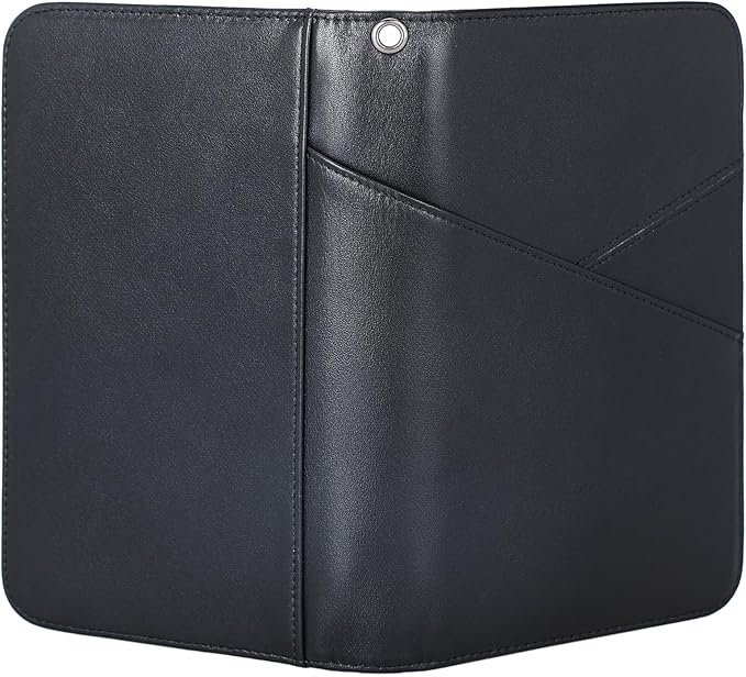 Polare Napa Leather Passport Holder With YKK Zipper RFID Blocking Travel Document Organizer Ticket Holder Cover Case Holds 2 Passports (Black)