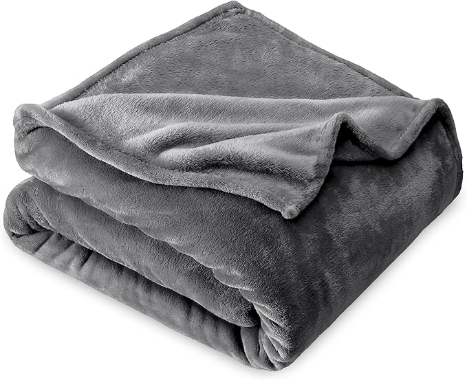 Bare Home Fleece Blanket - Full/Queen - Ultra-Soft Lightweight for Bed, Sofa, and Couch - Luxury Microplush - Cozy Warm Blanket (Full/Queen, Grey)
