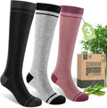 Bamboo Viscose Compression Socks for Women & Men (3 Pairs) 15-20 mmHg Knee High Support for Nurses, Travel, Pregnant