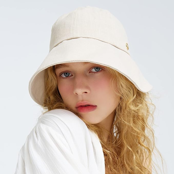 Linen Victorian Bonnet Hat Sun Cap, Foldable Summer Visor | New Katy