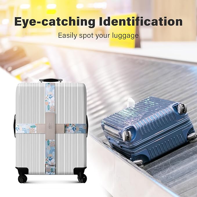 Luggage Straps for Suitcases,Adjustable Luggage Elastic Belt, Travel Essentials for Airport,Station, Vibrant Designs, (Aquatic Orchid)
