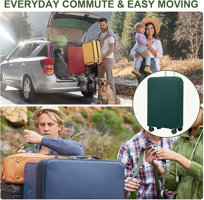 PATIKIL Luggage Cover, Suitcases Covers Elastic Carry on Cover Protector Washable Scratch-Resistant Fits 19-21 Inch Luggage for Travel Business Trips, Dark Green